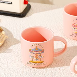 Taza de Leche con Logotipo Personalizado, Vaso de Agua para Desayuno, Taza de Cerámica Rosa con Diseño de Caballo, Taza Térmica - Product Image 4
