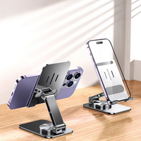 Multi-Angel Adjustable 360 °   Penyangga Ponsel Universal Anti-Selip Warna Hitam untuk Meja dengan Logo Kustom MOQ Rendah