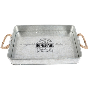 Plateau de service galvanisé de haute qualité avec poignées plateau orné fabricant et fournisseur de plateau de service pour Restaurant et hôtel - Product Image 2