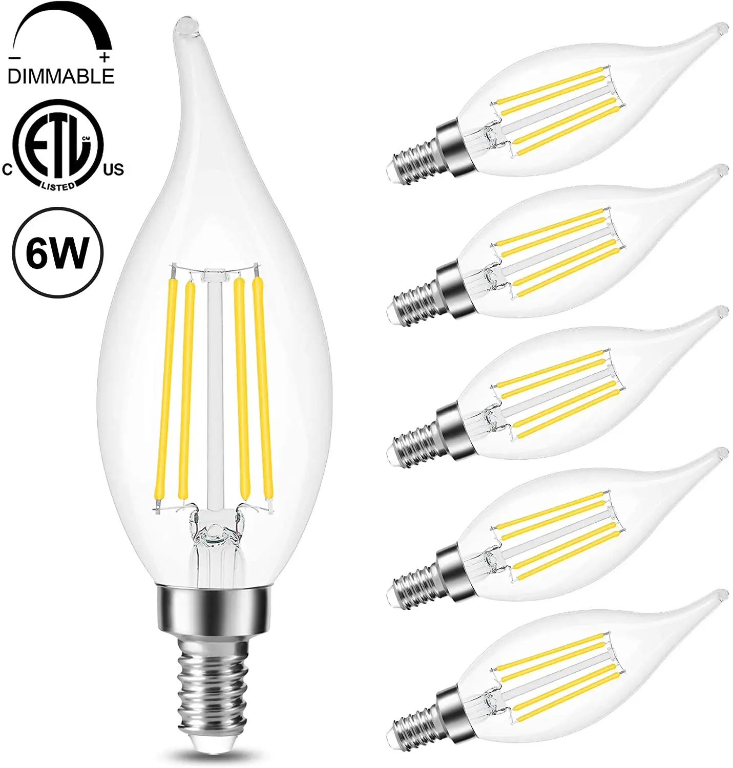 US-Markt Amber Clear 110 V 220 V dimmbar C35 C35T C37 B11 B10 E12 E14 2 W 4 W 5 W Edison-Kerzglühbirnen Kerzenlichter