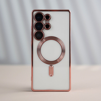 Étui de téléphone portable transparent en TPU électro-plaqué JOYPORODO T002 pour iPhone Samsung, coque arrière magnétique de protection