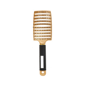 Peigne à cheveux doré à nervures avec poils en nylon pour volumiser les cheveux longs et bouclés, masser et nettoyer le cuir chevelu - Product Image 1