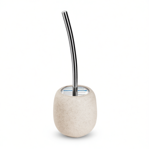 Portaescobillas de baño Afra, color arena, diámetro 13.7 x altura 39 cm, accesorio de baño de diseño moderno - Product Image 3