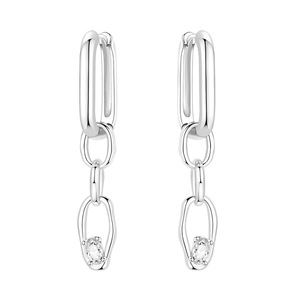 Boucles d'oreilles créoles minimalistes en laiton blanc avec zircone, bijoux simples pour tous les jours pour femmes - Product Image 1