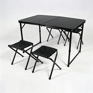 Portable Folding Camping <b>Table</b> Set, Lightweight Foldable <b>Table</b> with 4 Folding Stools for Outdoor <b>Activities</b> - Product Image 2