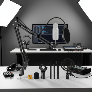 D0100HXMLF6 Soporte de Micrófono con Brazo Articulado Ajustable, Adaptador 3/8 5/8, Montaje Antivibración, Negro, Equipo de Audio Profesional - Product Image 2