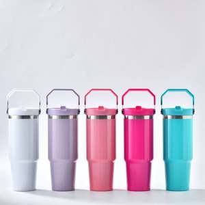 Gobelet isotherme de voyage 30oz mat pour sublimation, avec poignée et couvercles, bouteille d'eau avec poignée et paille, entrepôt USA - Product Image 3