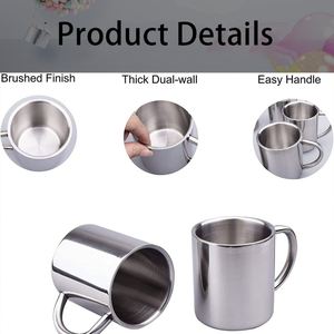 Taza de Café de Metal Aislada, Resistente, Libre de BPA, con Logotipo Personalizado, para Camping, 220ml 300ml, Tazas de Acero Inoxidable de Doble Pared con Asa - Product Image 3