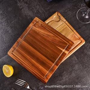 Tabla de cortar cuadrada de madera maciza de 20x20 cm, color retro, tabla de cortar para cocina, bandeja para servir queso, carne y pizza - Product Image 2