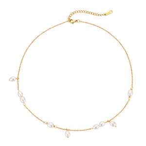 Collier MAMA en perles d'eau douce classiques en acier inoxydable plaqué or 18 carats, design original <span class=keywords><strong>J</strong></span>&D, pour la fête des mères - Product Image 6