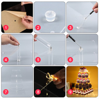 Support de présentation de gâteaux et de desserts en acrylique écologique moderne, étagère de rangement transparente à plusieurs niveaux pour mariage et anniversaire