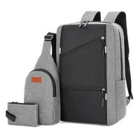 Tas Ransel Komputer Bisnis Pria Kapasitas Besar Tiga-in-Satu Multifungsi USB Rechargeable Kasual