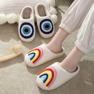 Pantuflas de Invierno para Mujer, Cálidas, de Algodón Blanco con Estampado de Arcoíris, Suela de TPR, para Primavera y Otoño - Product Image 4