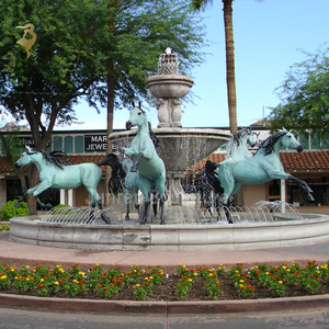 Escultura de bronce personalizada de <span class=keywords><strong>caballos</strong></span> árabes con fuente para decoración del hogar con tema de animales - Product Image 1