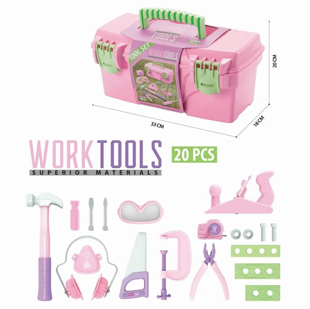 girls pink Tools Play Set Toys Baby Plastic Kit Garden Funny Kids Construction Engineer Tool Toy with box
