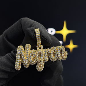 Collar Personalizado con Nombre en Burbuja de Plata de Ley 925 con Moissanita VVS, Chapado en Oro de 18K, Totalmente Cubierto de Diamantes, para Hombre y Mujer - Product Image 2