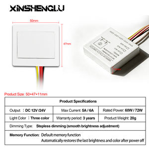 Interrupteur tactile OEM/ODM pour bande LED, variateur CCT 3-en-1, 60W/72W, certifié CE FCC UL, pour éclairage d'armoire de salle de bain avec miroir - Product Image 2