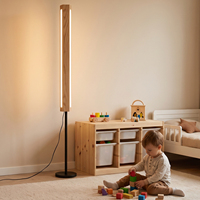 Lampe de sol LED moderne à 3 faces, 88 cm, avec support de 65 cm, base en bois massif, pour salon, chambre, hôtel, éclairage d'ambiance et décoration intérieure