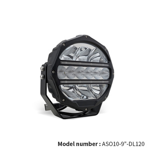 9 inch đen vòng <span class=keywords><strong>Led</strong></span> Đèn Pha offroad lái xe ánh sáng Spotlight với trắng DRL & hổ phách bật ánh sáng cho 4x4 offroad,ATV,UTV, xe tải - Product Image 3