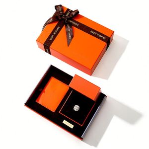 Boîte-cadeau en carton orange OEM pour bijoux et cosmétiques avec ruban et logo personnalisé - Product Image 6