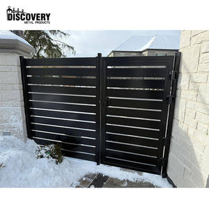 Puerta de entrada de jardín de casa al aire libre con listones de diseño moderno, puerta corredera de listón de aluminio, puertas y cercas peatonales de aluminio - Product Image 2