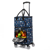 Personnalisé Mobile Portable Pliable Voyage Camping Voiture Sac Supermarché Magasin Shopping Chariots Main Chariot Shopping Sac avec Roues