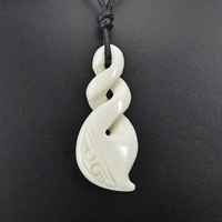 Collier pendentif infini en os de yak torsadé sculpté à la main, bijoux de surf GX010, style tribal maori néo-zélandais, avec corde, cadeau pour femmes et hommes