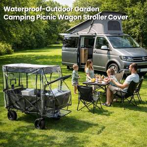 Chariot de camping pliable en maille avec housse de pluie, conception à quatre roues, écologique, pour outils et usage extérieur, prend en charge le logo personnalisé - Product Image 4