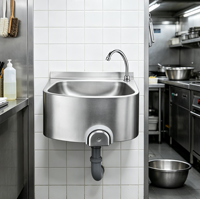 Ensemble de lavabo mural à commande au genou en acier inoxydable pour hôpital et laboratoire médical