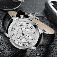 Montres-bracelets à quartz sportives tendance Mini Focus 0415 2022, bracelet en cuir, chronographe, Reloj Hombre, Relogio Masculino