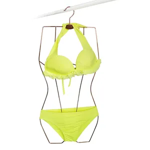 Vendita all'ingrosso calda oro lucido argento oro rosa rame a forma di corpo completo in metallo Bikini costume da bagno grucce per negozio