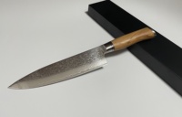 Modèle phare : Ensembles de couteaux de chef Damas professionnels à lame affûtée avec manche en bois d'olivier pour la cuisine