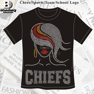Top Selling Chiefs Lady Iron-On <strong>Rhinestone</strong> Shirts Design Custom Logo <strong>Rhinestone</strong> Sheets for Clothing - Product Image 1