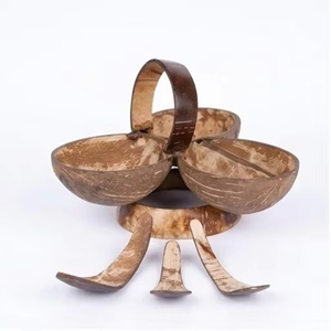 Ensemble de service artisanal en coquille de noix de coco, écologique et naturel, pour fruits secs, noix, épices et sauces - Product Image 4