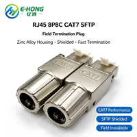 Konektor RJ45 CAT7 SFTP Tanpa Alat, Paduan Seng, Perisai Penuh 8P8C, Tanpa Crimp, 10Gbps 600MHz untuk Kabel Data Center