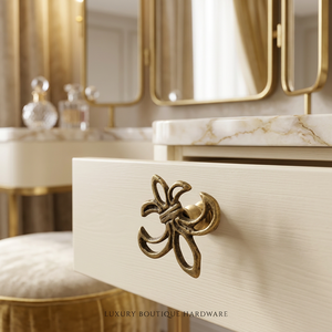 AK <b>Brass</b> Fleur De Lis <b>Brass</b> Metal Cabinet <b>Knob</b> Gold <b>Antique</b> Finish Customized Drawer Shelf Furniture Handle - Product Image 2