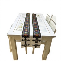 Chemin de table brodé traditionnel, motif géométrique coloré, style bohème, pour salle à manger, restaurant et fête, vente en gros