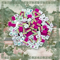 Mahjong américain avec tapis, 160 tuiles de luxe en acrylique vert gravé à 4 couches de 32 mm, style jardin