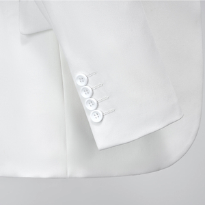 Completo da <span class=keywords><strong>Sposo</strong></span> Bianco di Alta Qualità, Set 3 Pezzi: Blazer Monopetto con Risvolto a Scialle, <span class=keywords><strong>Gilet</strong></span> e Pantaloni per Matrimonio - Product Image 3