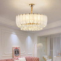 Lustre contemporain en fer à feuilles de cristal LED encastré IP65 de luxe moderne pour salon et salle à manger