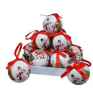 Décoration de Noël 75 mm : Pendentif de sapin de Noël imprimé, scène de neige suspendue, bonhomme de neige de dessin animé, pour mariage 14 - Product Image 1