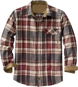 custom wholesale mens wool long sleeve plaid shirt mens plaid flannelette clothes flannel shirt