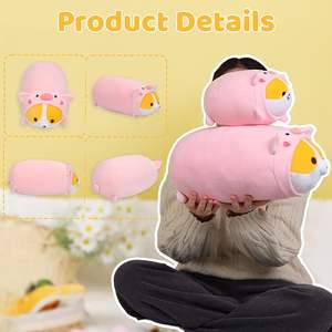 Kalp şekli allık pembe Piggy kıyafet elastik kuyruk yuvarlak vücut yağ karikatür peluş Corgi köpek 8 inç yatak Hug güzel oyuncak hayvan seti - Product Image 4