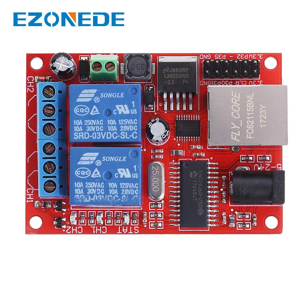 Carte relais Ethernet - TMISHION - 8 canaux - Contrôle à distance TCP/UDP - 9-24V - Indicateurs