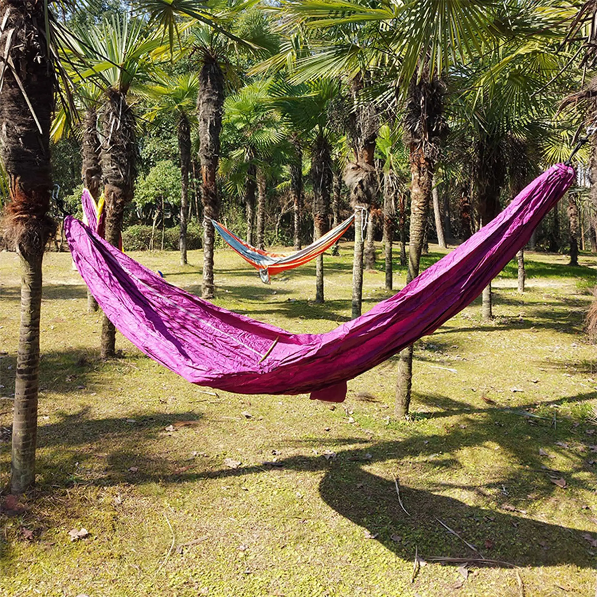 Camping Hangmat Met Klamboe Pop-Up Draagbare, Hangmat Ultralichte Nylon Parachute Hangmatten Met Boomriemen 2 Persoons/