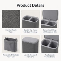 Panier à linge pliable en plastique Cedar Space avec couvercle, séparateur portable pour salle de bain