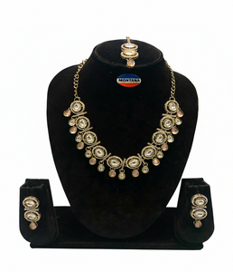 Traditional Indian Antique <b>Kundan</b> Gold Fashion <b>Jewelry</b> Set with Earrings Necklace Bridal Festivals Party Wear <b>Jewelry</b> Gift Set - Product Image 3