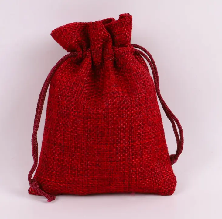 En Stock, bolsa de yute orgánica lisa, bolsa de lino, bolsas pequeñas reutilizables con cordón de cáñamo, bolsas de joyería, bolsas de regalo