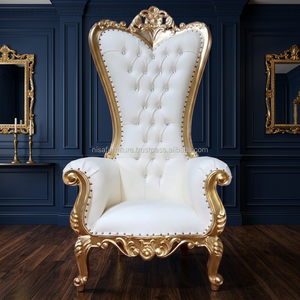 American Home Design <b>Gold</b> Baroque Hand Carved King Throne Living Room Chairs - Product Image 2