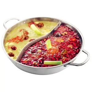 Edelstahl Gas Induktion sherd Shabu Hot Pot Geteilte chinesische Hotpot Fondue Chinoise Küche Hot Pot Food Warmer